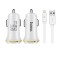 Incarcator Auto 2.1A cu 2 Porturi USB + Cablu APPLE Lightning (Alb) HOCO