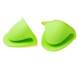 Set 2 Mănuși Bucătărie Silicon Verde Termorezistente Protecție Cuptor Grill