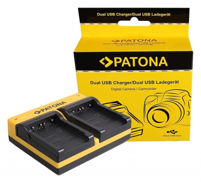 Patona Dual incarcator pentru Sony NP-FT1 NP-FR1 DSC-T1 DSC-T3 DSC-T5 DSC-T9 DSC-T10 L1 DSC-T33 DSC-T11 incl. Micro-USB cable