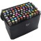 Set 80 markere duble, flippy, pe baza de alcool, geanta impermeabila inclusa, culori numerotate, 17 x 17.5 x 13.7 cm, multicolor