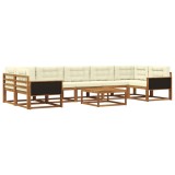 vidaXL Set de canapele de exterior cu pernă 8 pcs Natural și Crem 3382413