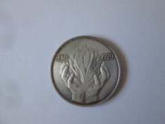 Rara! Malta 1 Lira/Pound 1979 aUNC argint cu patina deosebita,moneda comemorativa:Evacuarea armatei britanice