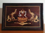 Platou asiatic Feng Shui cu Lakshmi si Elefanti |lemn|Vechi