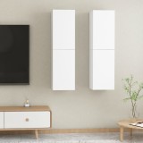 Comode TV, 2 buc., alb, 30,5x30x110 cm, lemn prelucrat