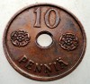 7.249 FINLANDA WWII 10 PENNIA 1941 XF/AUNC, Europa, Cupru (arama)