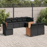 Cumpara ieftin Gossi set mobilier de gradina cu perne, 8 piese, negru, poliratan