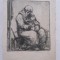 Gravura,Octavian Angheluta,&quot;Pe ganduri&quot;,18,5x15,5cm,semnata creion