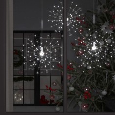 vidaXL Lampi cu artificii de Craciun, 2 buc., 280 LED, alb rece, 20 cm foto