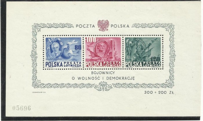 POLONIA 1948 CONSTITUTIA STATELOR UNITE ALE AMERICII COTA MICHEL 450 EURO