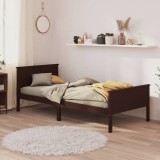 vidaXL Cadru de pat, maro &icirc;nchis, 90 x 200 cm, lemn masiv de pin