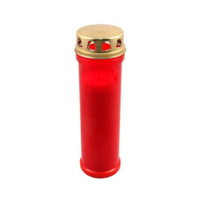 Candela Parafina cu Capac, Timp Ardere 120 h, 243x72 mm, Culoare Rosie, Lumanare Candela, Lumanari si Candele Tip 60, Candele din Parafina, Candele pe foto