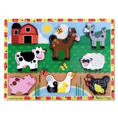 Puzzle lemn in relief Animale de ferma Melissa and Doug