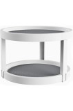 Cumpara ieftin Organizator de discuri rotativ la 360 de grade, 2 niveluri, rotund, antiaderent, 25 cm x 15 cm, alb