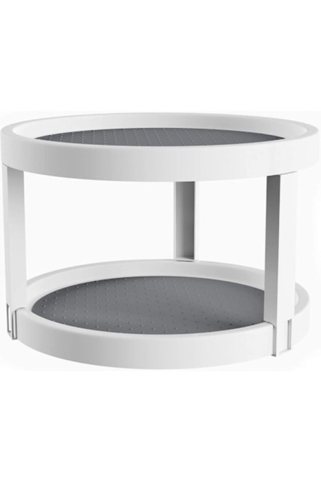 Organizator de discuri rotativ la 360 de grade, 2 niveluri, rotund, antiaderent, 25 cm x 15 cm, alb