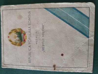 brevet Meritul Militar clasa I A foto