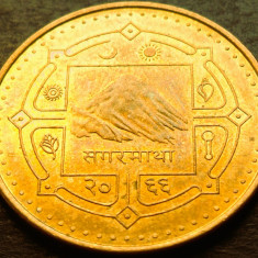 Moneda exotica 2 RUPII - NEPAL, anul 2009 * cod 4937 = UNC Gyanendra Bir Shah