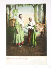 Rara! Carte postala necirculata circa 1904 Imperiul Otoman/Salutari din Constantinopol:Tiganci vanzatoare de pui