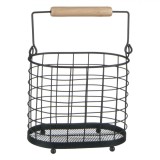 Suport Tac&acirc;muri, Metalic, Negru, 18x11.5x15.5 cm, M&acirc;ner Lemn, Oem