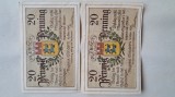 2 banknoten 20pf 1920 PLEBISCIT circ