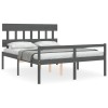 Cadru de pat senior cu tablie, gri, king size, lemn masiv
