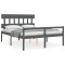 Cadru de pat senior cu tablie, gri, king size, lemn masiv
