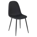 Scaun bucatarie / living fix Charlton, tapitat, metal + textil, negru + negru