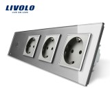 Intrerupator simplu + Priza tripla LIVOLO cu touch din sticla