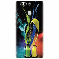 Husa silicon pentru Huawei P9, Abstract Color Bottles Splash