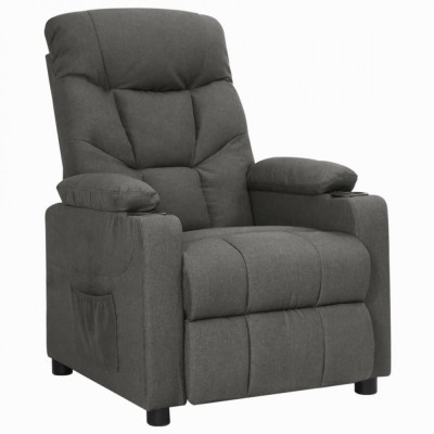 vidaXL Fotoliu rabatabil, gri &amp;icirc;nchis, material textil 339083 foto