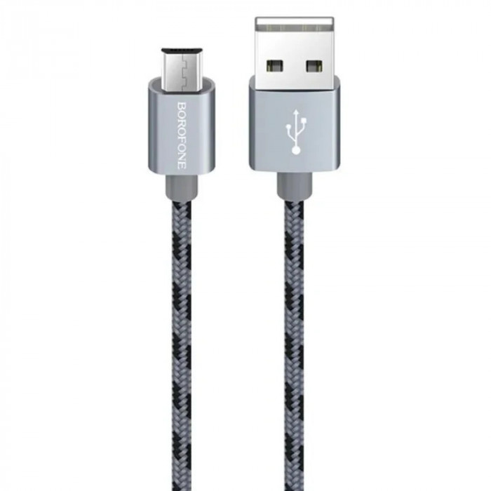 Cablu Date Micro Usb Borofone BX24 Ring Textil 1m Argintiu