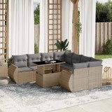 Gossi set canapele de gradina, 9 piese, cu perne, bej, poliratan