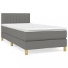 Pat box spring cu saltea, gri inchis, 80x200 cm, textil