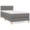 Pat box spring cu saltea, gri inchis, 80x200 cm, textil