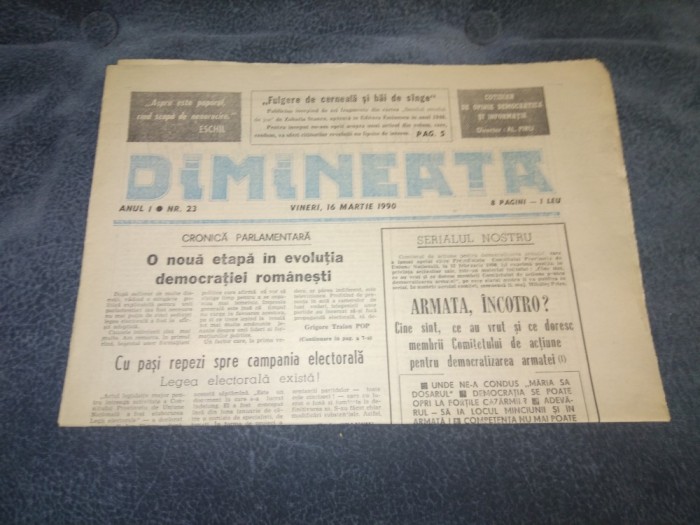 ZIARUL DIMINEATA 16 MARTIE 1990