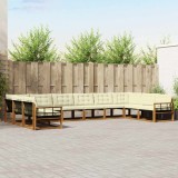 vidaXL Set de canapele de exterior cu pernă 10 pcs Natural și Crem 3369893