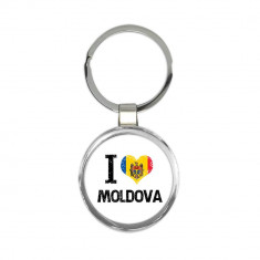 Iubesc Moldova : Cadou Breloc : Heart Flag Country Crest Moldovan Expat foto