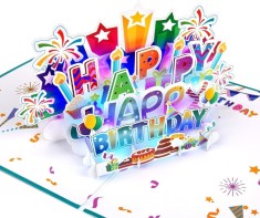 Felicitare 3D pentru ziua de nastere Littlejsy, carton, multicolor, 20 x 25 cm