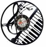 Ceas de Perete Vinil Muzica Cheia Sol Clape Pian Negru 30cm Decorativ Mecanism Silentios