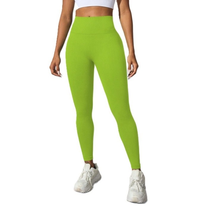 Pantaloni de Fitness/Yoga, Flippy, pentru Femei, Material Elastic, Spandex, Talie Inalta, Verde, Marime L