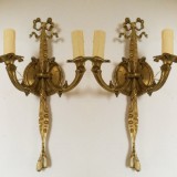 Eleganta pereche de aplice din bronz masiv in stilul Empire