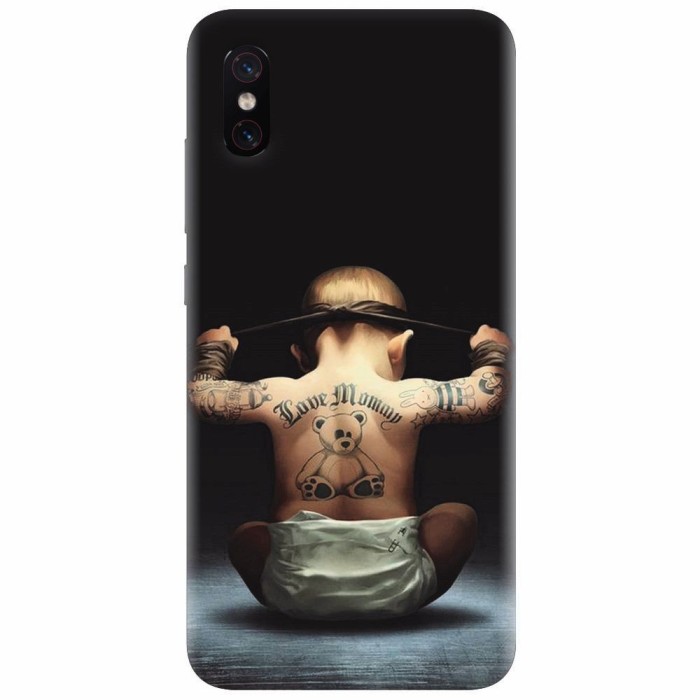 Husa silicon pentru Xiaomi Mi 8 Pro, Body Builder Cute Baby Tattoo