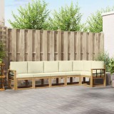 vidaXL Set de canapele de exterior 6 pcs Alb și crem Poliester 3387709