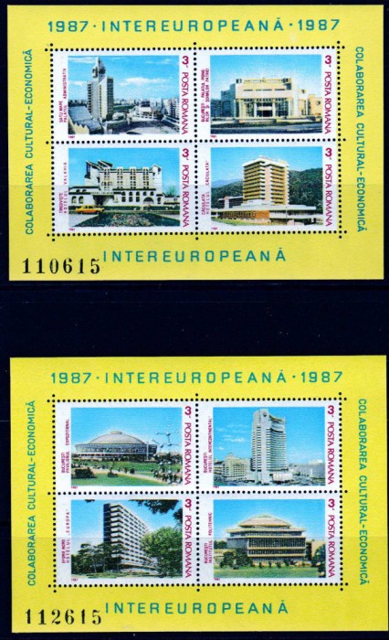 RO 1987 LP 1176 &quot;Colaborarea Cultural - Ec. Inter.&quot; , colita 231/232 , MNH