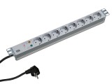 PDU BACHMANN, 1U pt. rack 19 inch, 8 prize Schuko, intrare Schuko, max 16 A, cablu 2 m, gri, &quot;333.404&quot; (timbru verde 4 lei)