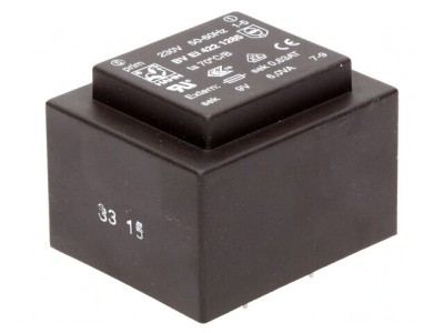 Transformator &amp;Icirc;ncapsulat 6VA 230VAC 9V 667mA PCB foto