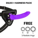 DELTA CLUB - TOYS HARNESS + DONG PURPLE SILICONE 17 CM -O- 3 CM, DELTACLUB
