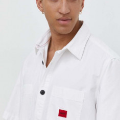 HUGO cămașă din bumbac bărbați, culoarea alb, cu guler clasic, relaxed 50495912