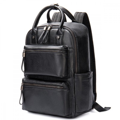 Rucsac barbati piele naturala, BUSY LDY&amp;amp;GTM&amp;reg; Nos, capacitate mare, spatiu tableta, Negru foto