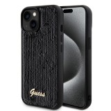 Husa pentru iPhone 15 / iPhone 14 / iPhone 13 - Sequin Script Metal (GUHCP15SPSFDGSK) - Black, Guess