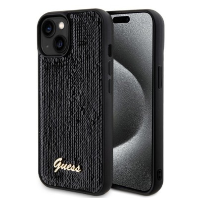 Husa pentru iPhone 15 / iPhone 14 / iPhone 13 - Sequin Script Metal (GUHCP15SPSFDGSK) - Black foto